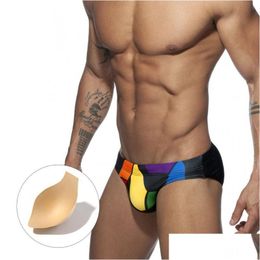 Men'S Swimwear Mens Swimwear Men Swimsuit Swim Briefs Y Bikini With Penis Pad Swimming Shorts Gay Man Trunks Beach Bathing Wear Drop D Dhpav