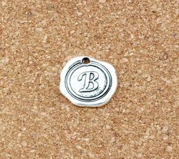 100pcslots Single side Letter quot Bquot Disc Initial alloy Charms Pendants DIY Accessories 18x185MM Antique Silver A4606801184