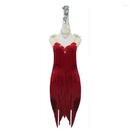 Stage Wear Latin Dance Sexy Fringe Dress Adult Women's Sport Competition Costume Girls Party Skirt Line Suit Cabaret Prom Clothes Cha