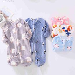 Pyjamas Autumn Winter Flannel Sleeping Bag Cute Children's Winter Suit Soft One-Piece Pyjamas For Infant Anti-Kick Baby Girl Romper