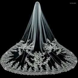 Bridal Veils Fashion Wedding For Bride Lace Sequins 3.5 Metres Long Cathedral Length Tulle Veil With Comb Hair Accessories