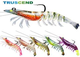 TRUSCEND 6Pcs Shrimp Silicone Artificial Bait Simulation Soft Prawn With Hooks Carp Wobbler For Fishing Tackle Lure Accessories 226917059