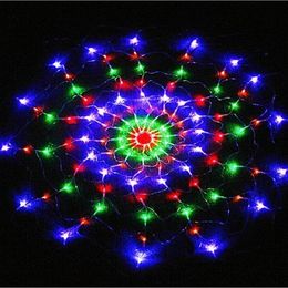 Other Event Party Supplies 1.2m 120Leds 8 modes AC 220V Colourful Spider Web Led Fairy string Lights Festival Party Layout el Chandelier Net Lights 231214