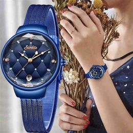 Women Fashion blue Quartz Watch Lady Casual Waterproof Simple Wristwatch Gift for Girls Wife Saat Relogio Feminino Box 210624326M