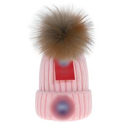 Designer Winter cap Knitted Beanie Woolen Hat Men Women Chunky Knit Thick Warm faux fur pom Beanies Hats Female Bonnet f2