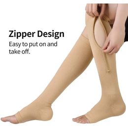 Sports Socks 3 Pairs Zipper Compression Stockings Pressure Cycling Professional Leg Support Women Varicose Vein Edema Nurses 231213