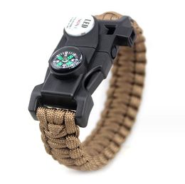 Tactical paracord bracelets Outdoor survival Rescue Parachute cord Wristband 20 in 1 Hiking Camping Escape Bracelet EDC tool Kits for Men Women