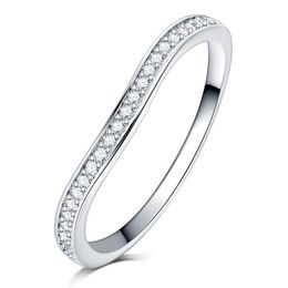 full Clear zircon stone pave silver Colour wave Ring engagement Cocktail wedding alliance for women girls296E