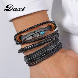 DAXI Men Fashion Bracelets For Mens Charms Bracelet Beaded Braclets Braided Leather Bracelet Men Accessories Jewelry Gift335h