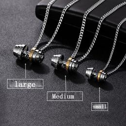 barbell Steel Colour stainless steel necklace mens Couple pendants Fitness sport man Fitness accesories Jewellery on the neck pride2309