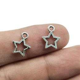 Whole 200pcs Small Star Alloy Charms Pendants Retro Jewellery Making DIY Keychain Ancient Silver Pendant For Bracelet Earrings 1253D