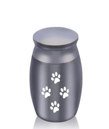 30 x 40mm Pets Dog Cat Paw Cremation Ashes Urn Aluminium alloy Urns Keepsake Casket Columbarium Mini Storage Tank Pets Memorials3112197