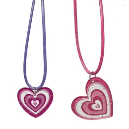 Pendant Necklaces Sparkling Acrylic Heart Necklace Sweet Cool Clavicle Chain Jewellery