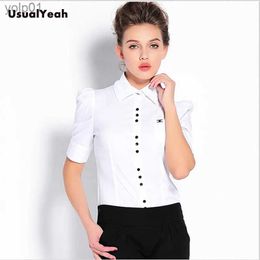 Women's Blouses Shirts Plus size Women Fashion Summer Style Short Sle OL Formal Body Shirt Button Ladies Blouse Work wear White Red Blue S-XXXLL231214