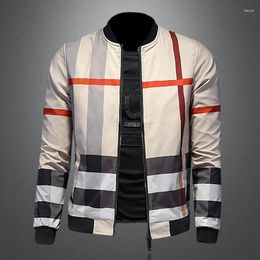 Men's Jackets Korean Version Slim Fitting Color Matching High-quality Fabric Boutique Jacket Round Neck Baseball Winter Wear 2023