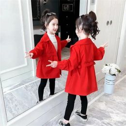 Jackets Girls Windbreaker Jacket Fashion Letter Design Children Casual Long Coat For Girl 4 6 8 10 12Years Kids Clothes