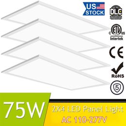 4 Pack Panel Light 2x4 FT ETL Listed 0-10V Dimmable 5000K Drop Ceiling Flat LED Light Recessed Edge-Lit Troffer Fixture284q