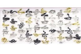 Wholesale 50pcs/Lot Rings Vintage Jewelry For Men Women Punk Style Fashion Finger Accessories Size Adjustable Party Gift Black Golden Silver Plated Mix Lot3467880