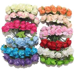 whole exquisite 2cm paper mini rose Artificial flower for wedding home paper decoration simulation rose flower234O1402951