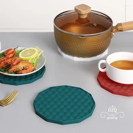 Table Mats 4pcs Multifunctional Round Heat Resistant Silicone Mat Cup Coasters Non-slip Pot Holder Placemat Kitchen Accessories