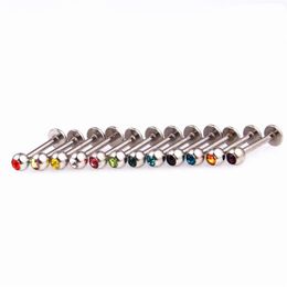 Labret Ring Lip Piercing Stud Crystal Gem Stone Fashion Body Jewellery 316L Stainless Steel 16G 6mm 8mm 10mm bar Ear Tragus Bone3246