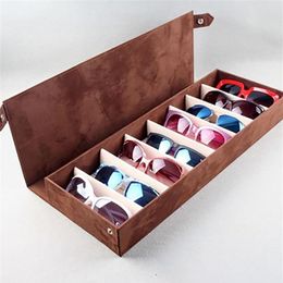 High Quality Glasses Case 8 Slot Grid Sunglasses Display Rack Holder Organizer Rectangle Storage Box LJ2008122825