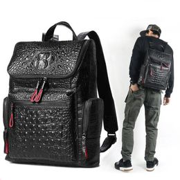 High quality leather Crocodile print backpack men bag Famous designers canvas men's backpack travel bag backpacks Laptop bag229V