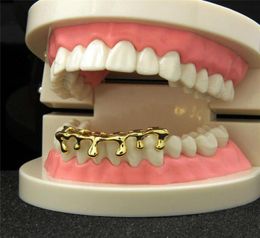 Hip Hop Custom Fit Drip Grillz 14k Gold Plated Hip Hop Teeth Caps Lower Bottom Grills5667524