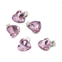 Hair Clips 5 Pcs Lovely Pink Heart Clip Crystal Hairpins Barrettes Valentines Day Accessory Gifts For Girlfriends Women