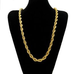 10mm Thick 76cm Long Rope ed Chain 24K Gold Plated Hip hop Heavy Necklace For mens250s