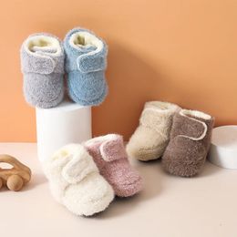 First Walkers Winter born Baby Solid Color Warm Wool Thickening Shoes Boy Girl Anti Slip Boots Plush Soft Soled Infant Toddler Kids Socks 231213