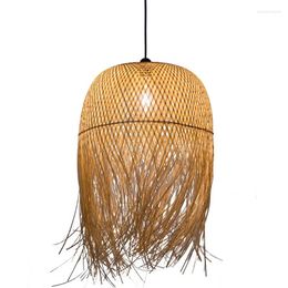 Pendant Lamps Southeast Asian Individuality Hand Woven Bamboo Chandelier Chinese Tea Room Restaurant El Artistic Modelling Lampshade