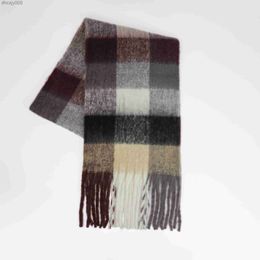 2023 Ac Scarf Coloured Checked Oversized Tassel Soft Fall Winter Thick Warm Shawl Women Mix Colours LYK9
