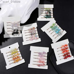 Headwear Hair Accessories 5pcsset Natural Stone Crystal Hair Clip Women Healing Quartz Hairpins Barrettes Bridal Headwear Hair Gift Accessories WholesaleL23121