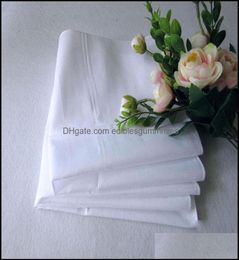 Handkerchief Home Textiles Garden Whole White Handkerchief Pure Colour Small Square Cotton Sweat Towel Plain Drop Delivery 20212138860