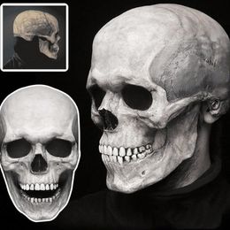 Halloween Party Full Head Skull Mask with Movable Jaw Scary Latex Adult Size Cosplay Masquerade Masks245S