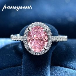 Band Rings PANSYSEN Romantic 100 925 Sterling Silver 79MM Oval Cut Created Sapphire Gemstone for Women Fine Jewellery Gift 231212