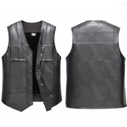 Men's Vests Motorcycle Vest Coat With Warm Velvet Lining Mens Faux Leather Waistcoat For XL 4XL Sizes Stylish And Functional