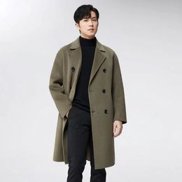 Men's Wool Blends Double-sided cashmere coat men''s suit collar double-sided coat middle-aged double-breasted coat long autumn and winter 231213