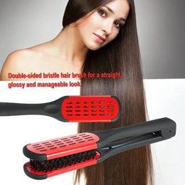 Hair Straighteners 24cm Hair Straightening Comb Double Sided Hair Brush Clamp Hairdressing Natural Fibres Bristle Hair Comb Hairstylig Tools 231213