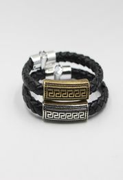 European and American fashion diy handmade leather rope bracelet stainless steel titanium bracelet men the Great Wall manufacturer6171481