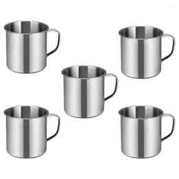 Mugs 5 Pcs Office Cup Drinking Glasses Portable Water Mug Chocolate Were Resistant Kids Milk Stainless Steel