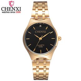 CHENXI Brand Golden Women Quartz Watches Female Steel strap Watch's Ladies Fashion Casual Crystal Clock Gift Wrist Watch320t