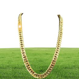 Fine wedding Jewellery 24K Real YELLOW GOLD FINISH SOLID HEAVY 11MM XL MIAMI CUBAN CURN LINK NECKLACE CHAIN Package8799505