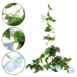 Decorative Flowers Artificial Morning Glory Flower Vines Hanging Plants Silk Garland Fake Green Plant