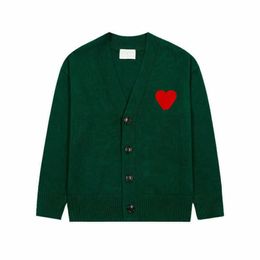 Amis Cardigan Amisweater Paris Fashion Mens Designer Knitted Embroidered Red Heart Casual Loose Clothes Tops Men Women Luxury Jumper Sweat Pull Pullover Qj37