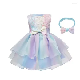 Girl Dresses 1 Year Birthday Dress For Kids Gradient Tulle Layered Baby One-piece Toddler Gown Born Clothes 0 To 6 12 24 Months