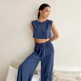 Women's Swimwear Beach Pareos Women 2023 Dress And Tunics Summer Vest Pyjamas Short Sleeveless Knitted Trousers Loose Two Piece