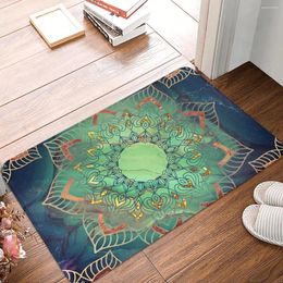 Carpets Cool Teal And Rose Gold Mandala God Goddess Of Love Non-Slip Carpet Doormat Living Room Kitchen Mat Welcome Home Rug