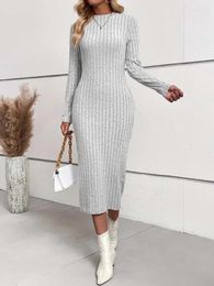 Casual Dresses 2023 Autumn Winter Knitted Dress Women Slim Tight Long Ladies Bodycon Sleeve Female